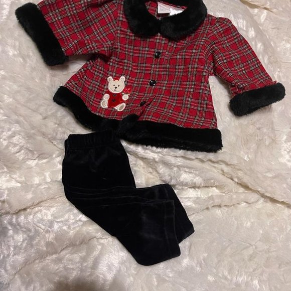 Bright Futures Red Plaid Christmas 3 months set - Picture 3 of 12